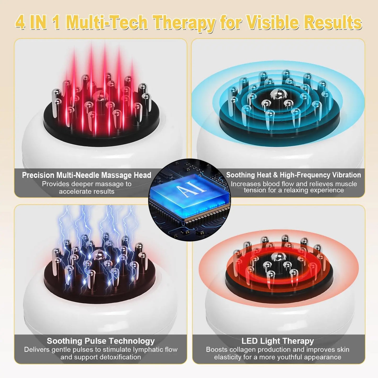 Jitesy Cordless Portable Heating Vibration Lymphatic Massager