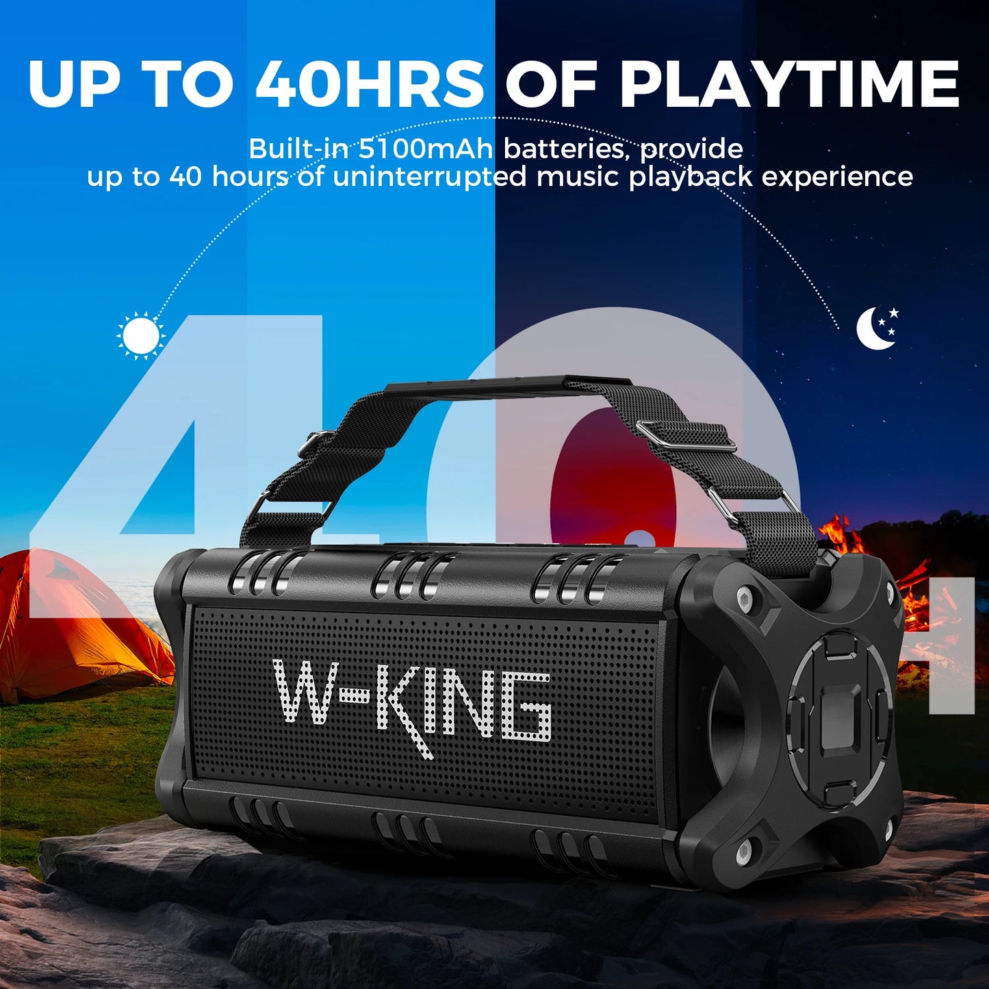 W-KING D8 50W Bluetooth Speaker IPX6 Waterproof Portable
