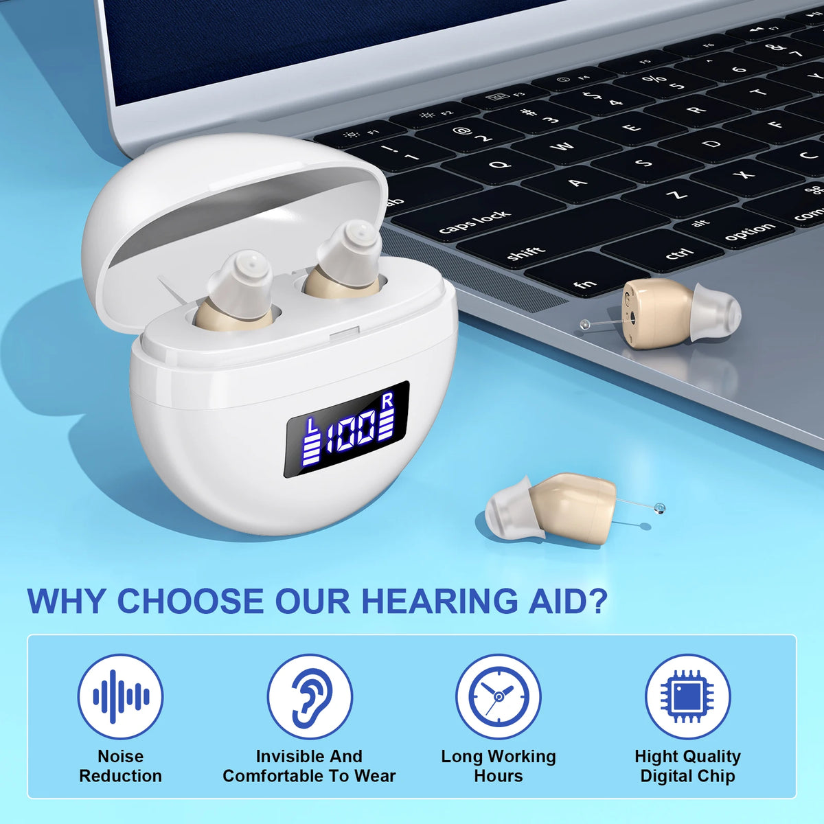 K&FCOPTEE Rechargeable In Ear Hearing Amplifiers For Hearing Loss