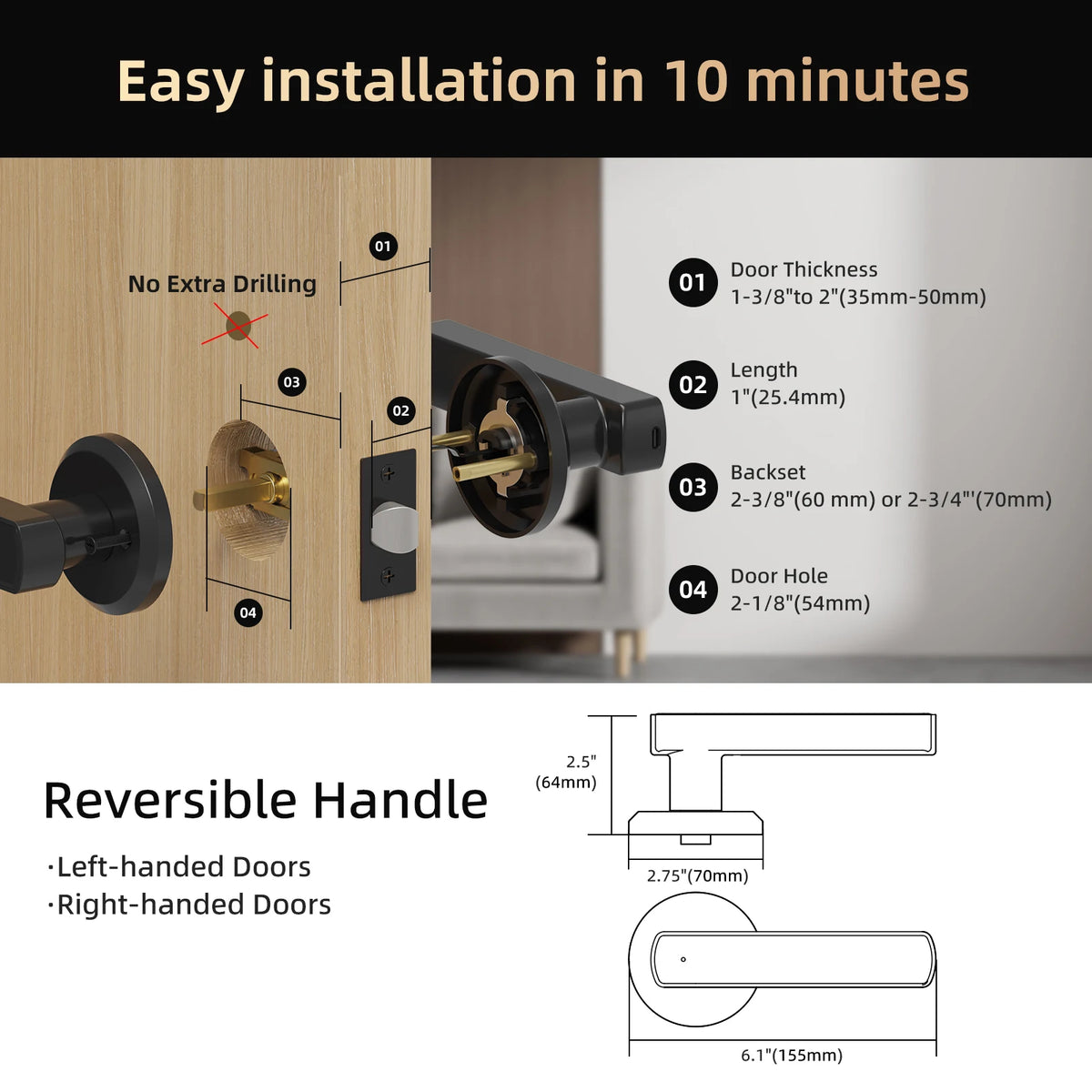 Viladepot Bluetooth Fingerprint Smart Lock With Touchscreen Keypad