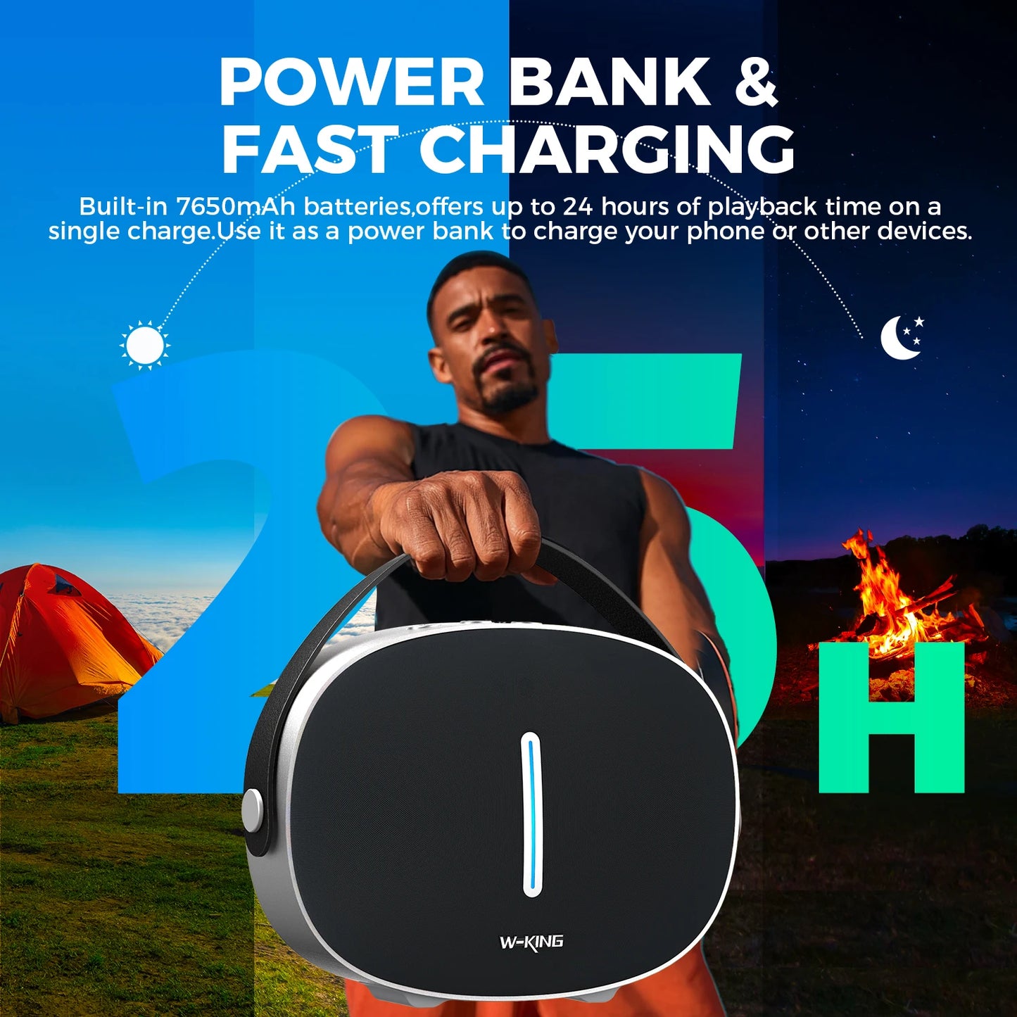 W-King T8II Portable Bluetooth Speaker With Dual Subwoofers And Deep Bass
