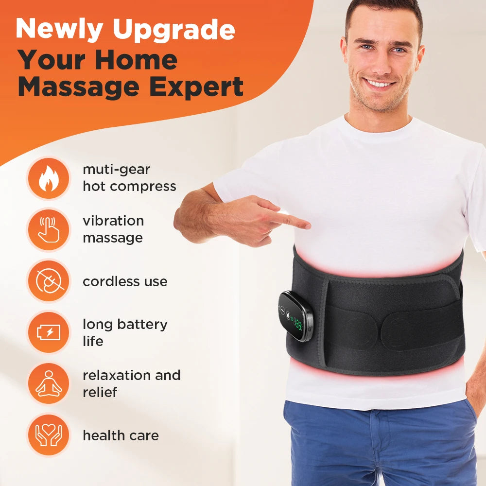 Hailicare Rechargeable Vibration Waist Massage Belt With Red Light Heating
