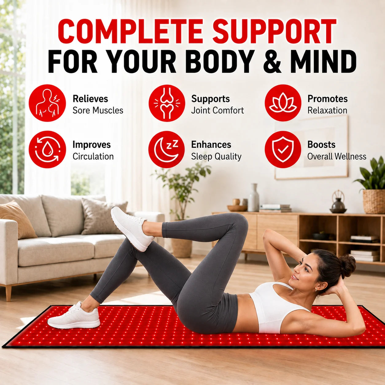 Red Light Therapy Mat Featuring 660Nm And 850Nm Dual Wavelengths