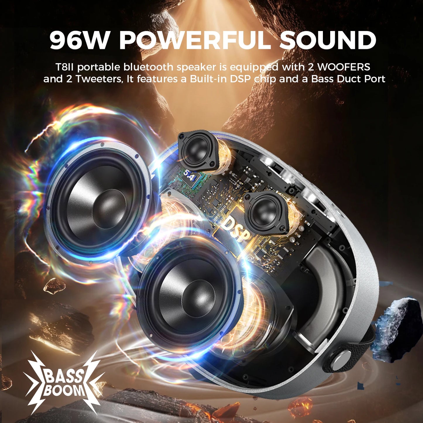 W-King T8II Portable Bluetooth Speaker With Dual Subwoofers And Deep Bass