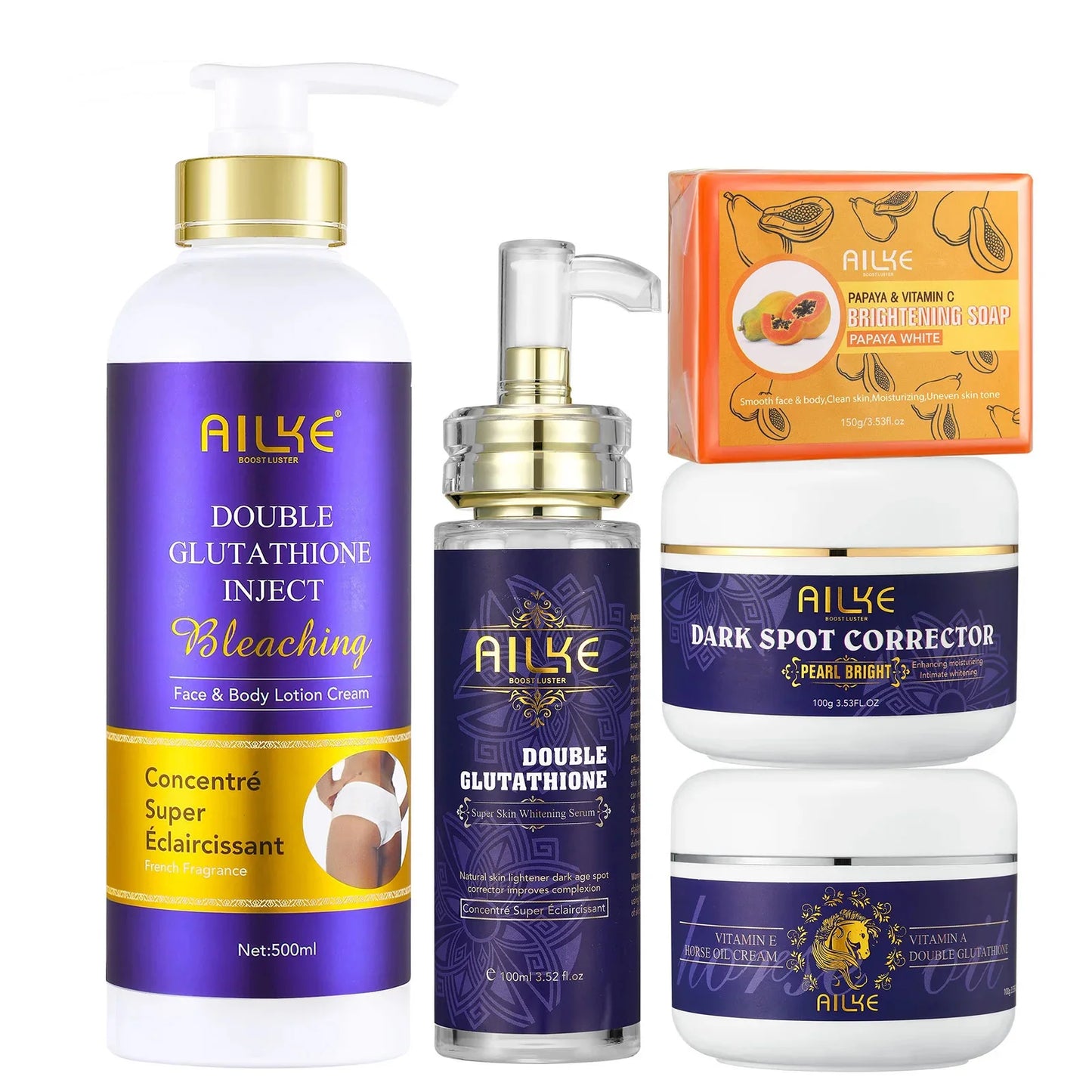 AILKE Glutathione Whitening Skincare Kit For Dark Spot Removal