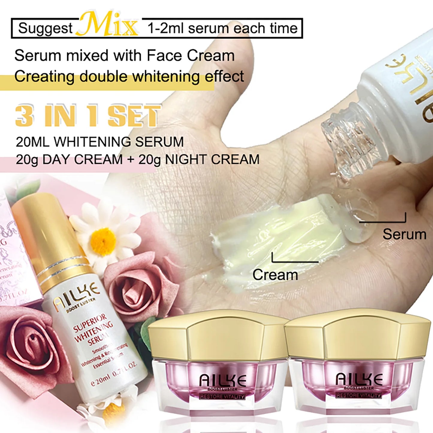 Ailke Whitening Facial Cream For Dark Skin Brightening Set