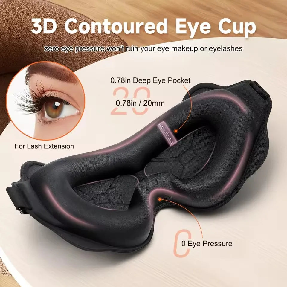 3D Contoured Eye Mask For Sleeping Blocks Light Concave Design