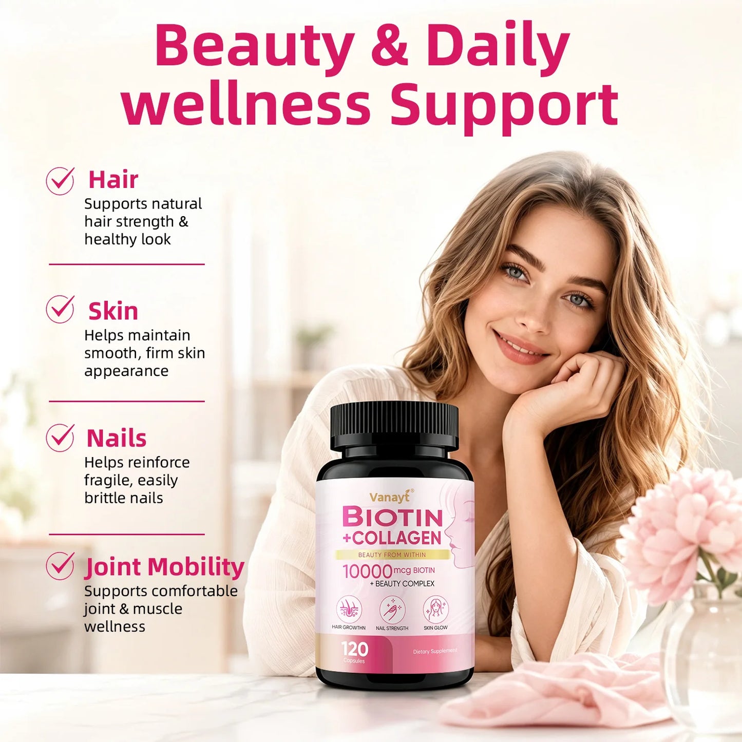 Vanayt Biotin Collagen Supplement Supports Healthy Skin And Nails