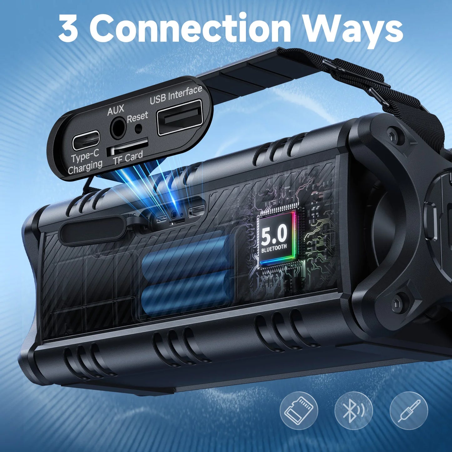 W-KING D8 50W Bluetooth Speaker IPX6 Waterproof Portable