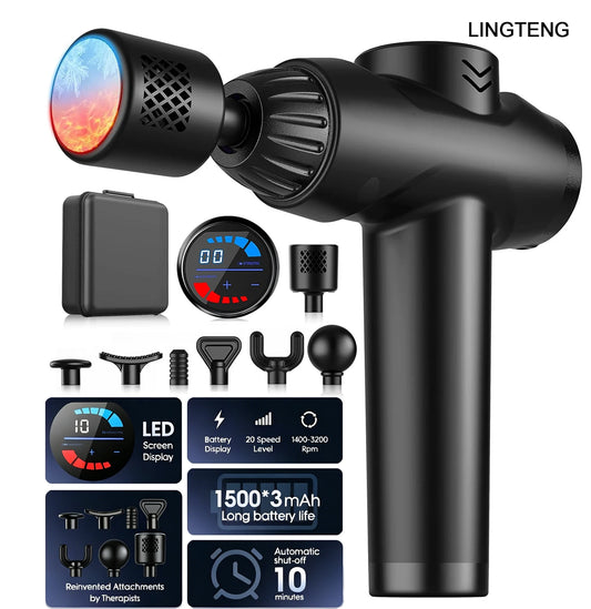 Lingteng Hot Cold Percussion Massage Gun Handheld Deep Tissue Massager