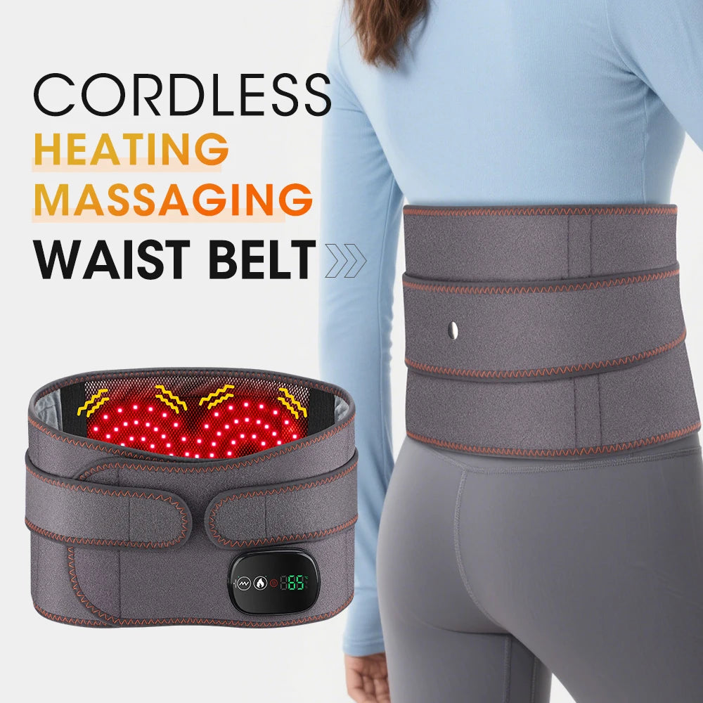 Hailicare Rechargeable Heated Waist Massage Belt With Red Light Therapy
