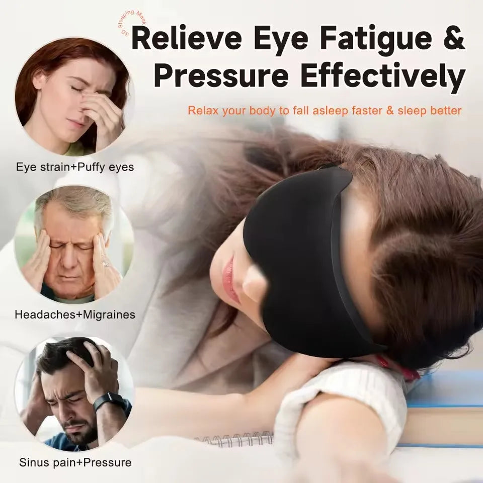 3D Contoured Eye Mask For Sleeping Blocks Light Concave Design