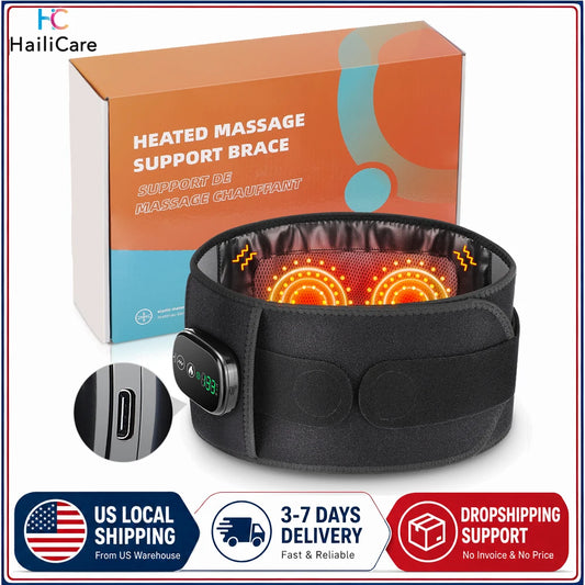 Hailicare Rechargeable Vibration Waist Massage Belt With Red Light Heating