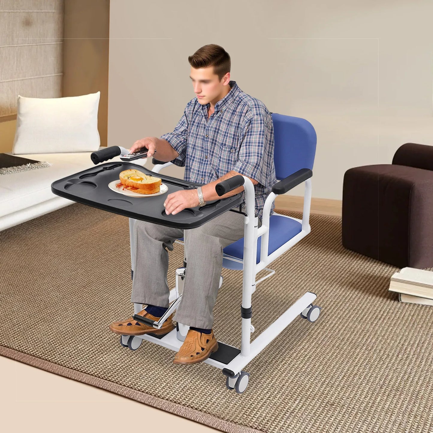 Hydraulic Patient Lift Transfer Chair Height Adjustable Split Seat