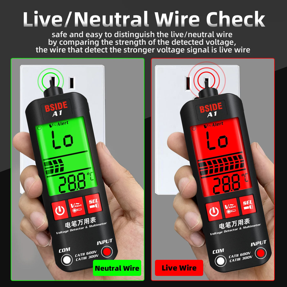 Bside Portable Smart Digital Voltage Tester And Multimeter Tool
