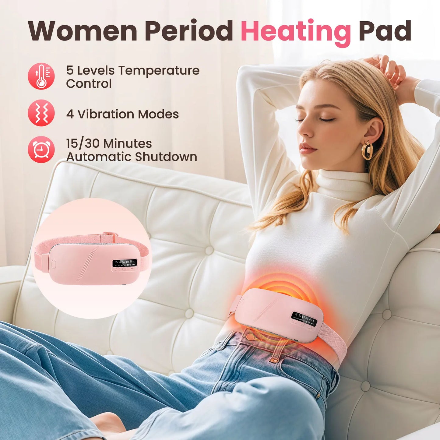 Pastsky Heated Vibration Waist Belt For Period Pain Relief
