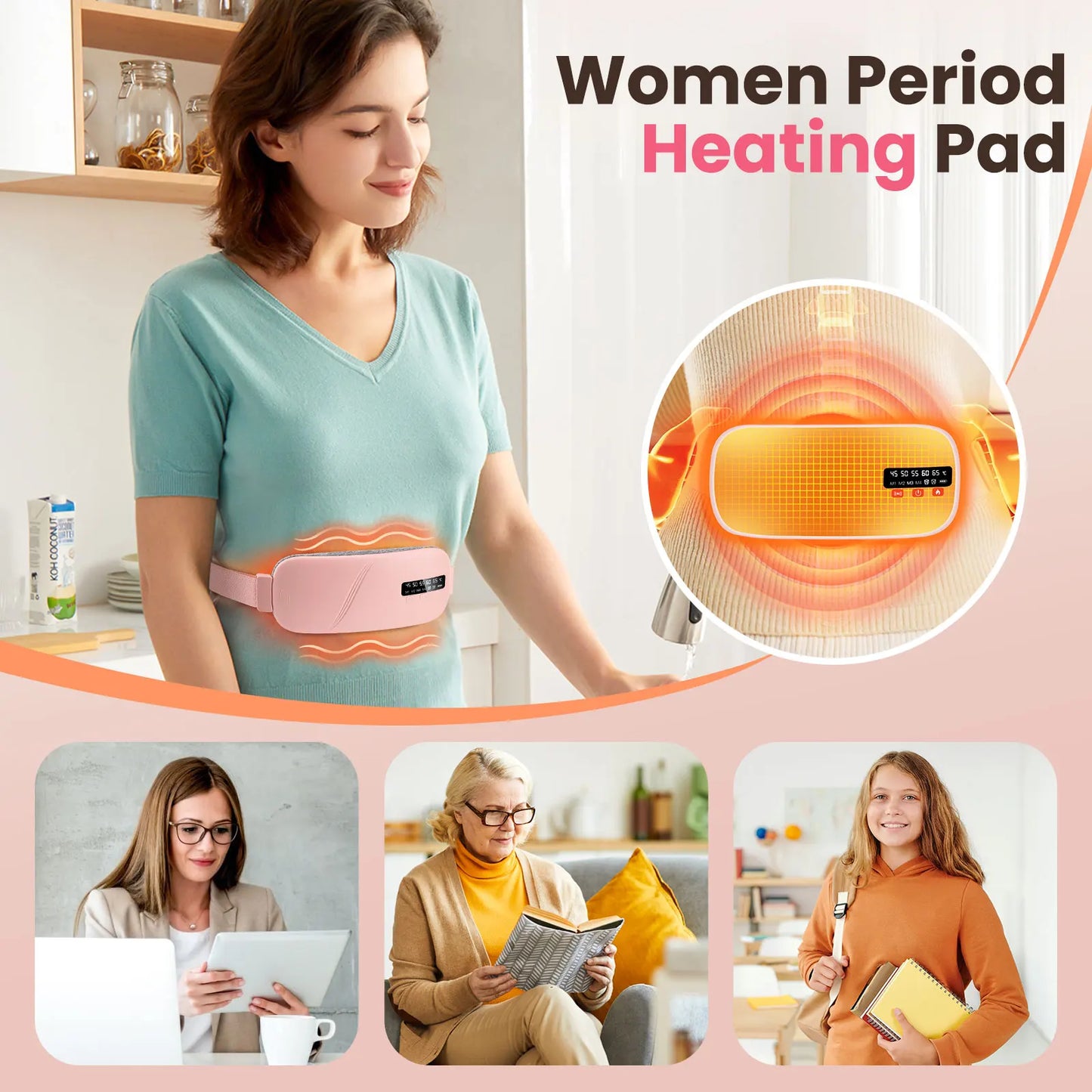 Pastsky Heated Vibration Waist Belt For Period Pain Relief