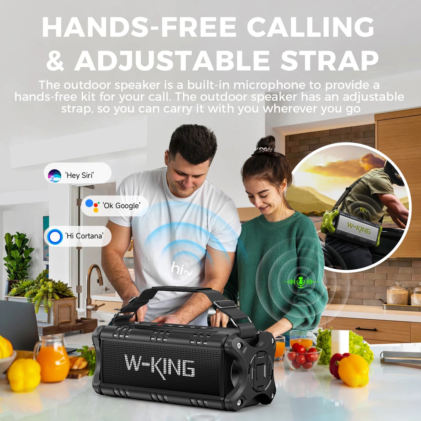 W-KING D8 50W Bluetooth Speaker IPX6 Waterproof Portable