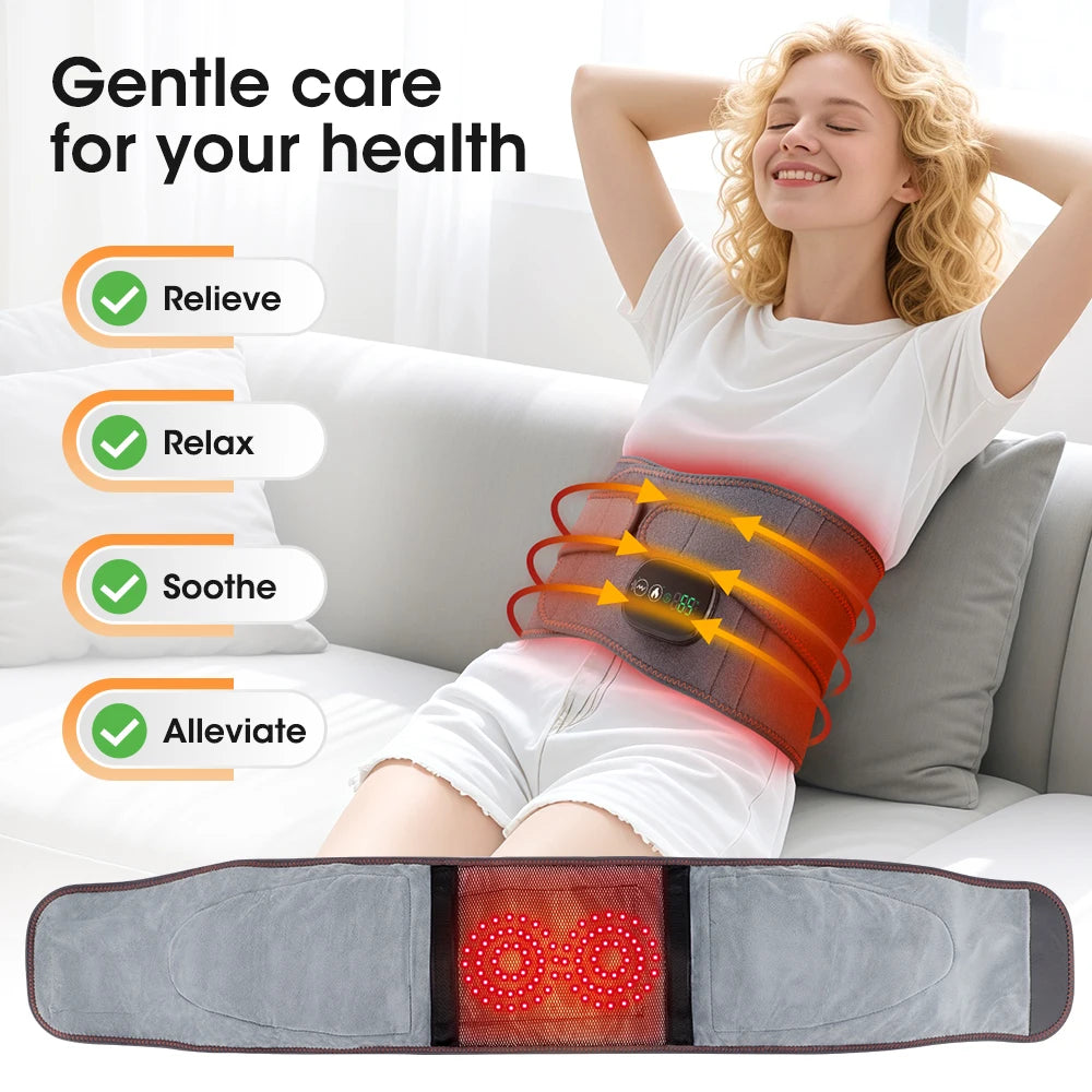 Hailicare Rechargeable Heated Waist Massage Belt With Red Light Therapy