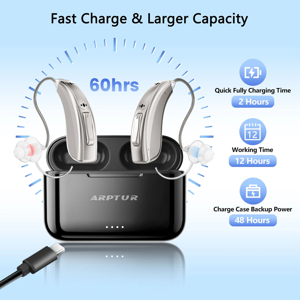 Arptur Digital Hearing Aids Supporting Phone Music And Audio Features