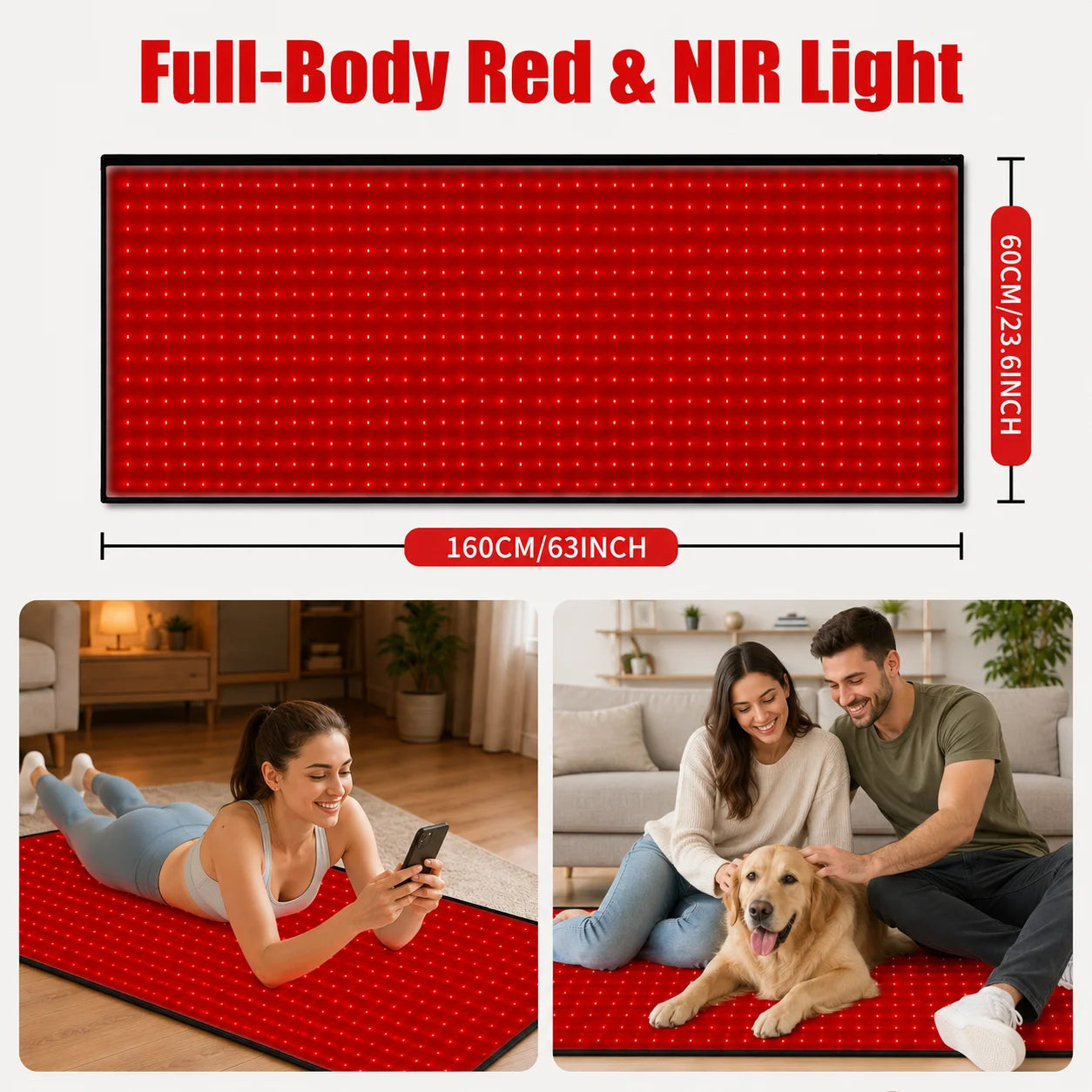 Red Light Therapy Mat Featuring 660Nm And 850Nm Dual Wavelengths