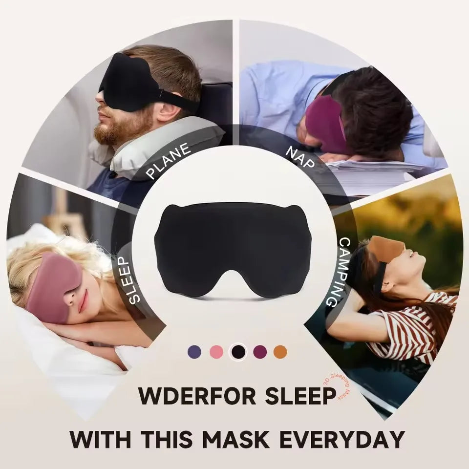 3D Contoured Eye Mask For Sleeping Blocks Light Concave Design