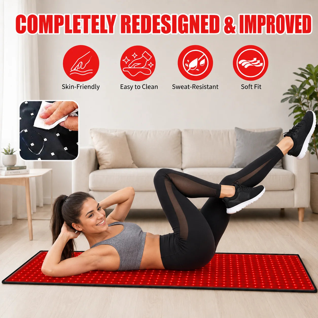 Red Light Therapy Mat Featuring 660Nm And 850Nm Dual Wavelengths