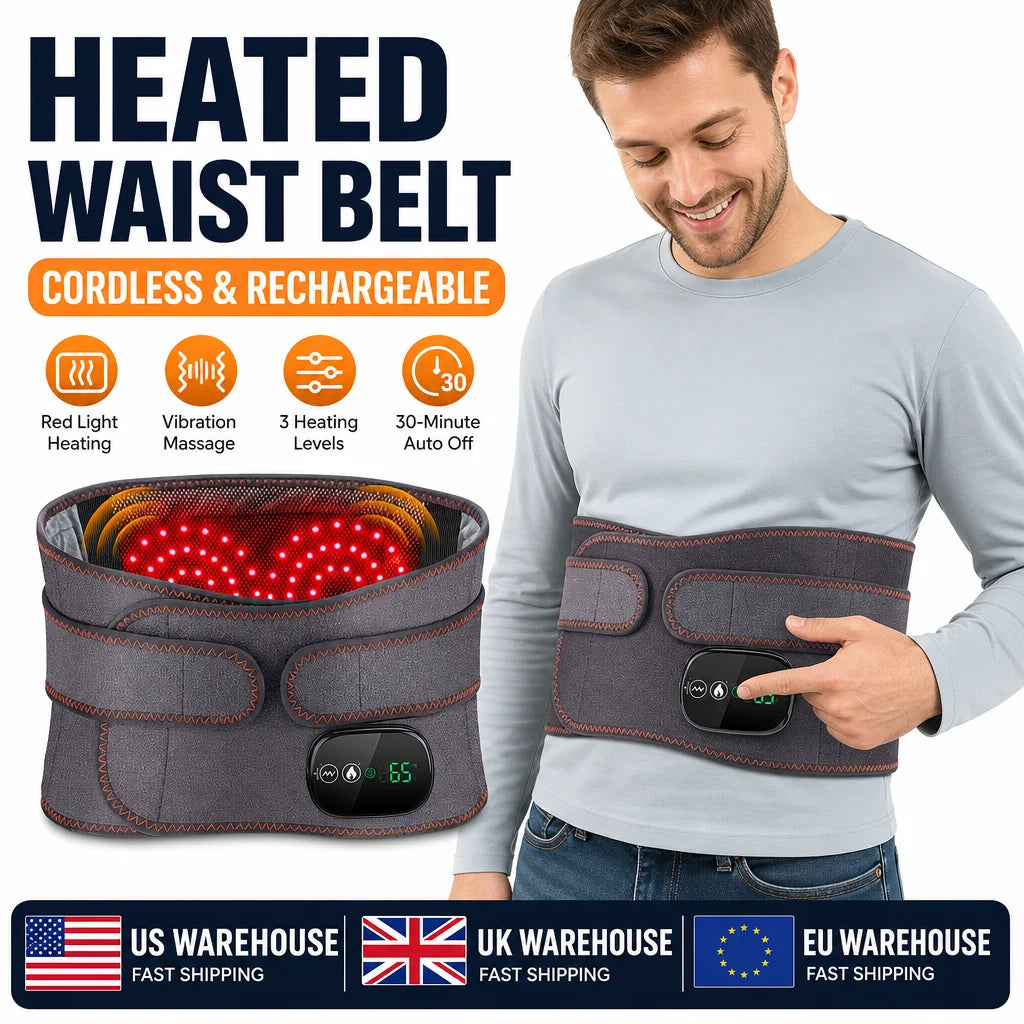 Hailicare Rechargeable Heated Waist Massage Belt With Red Light Therapy
