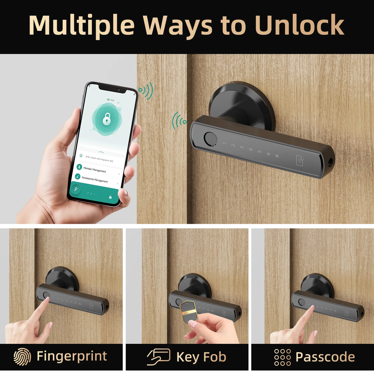 Viladepot Biometric Fingerprint Door Lock Bluetooth App Control Keypad