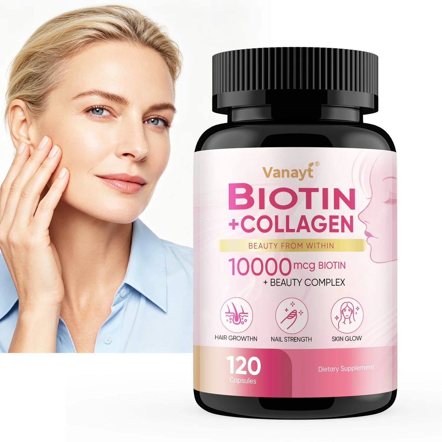 Vanayt Biotin Collagen Supplement Supports Healthy Skin And Nails