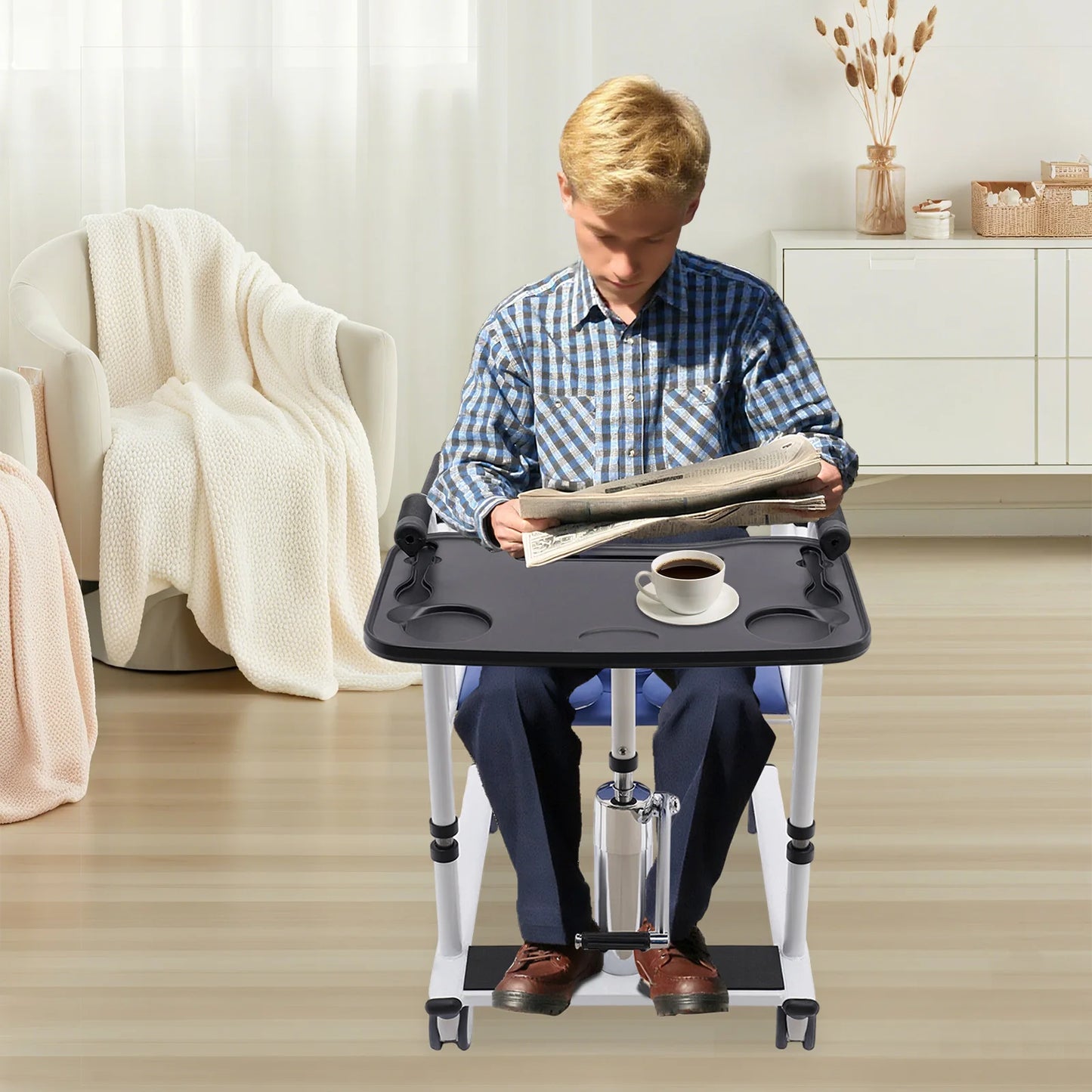 Hydraulic Patient Lift Transfer Chair Height Adjustable Split Seat