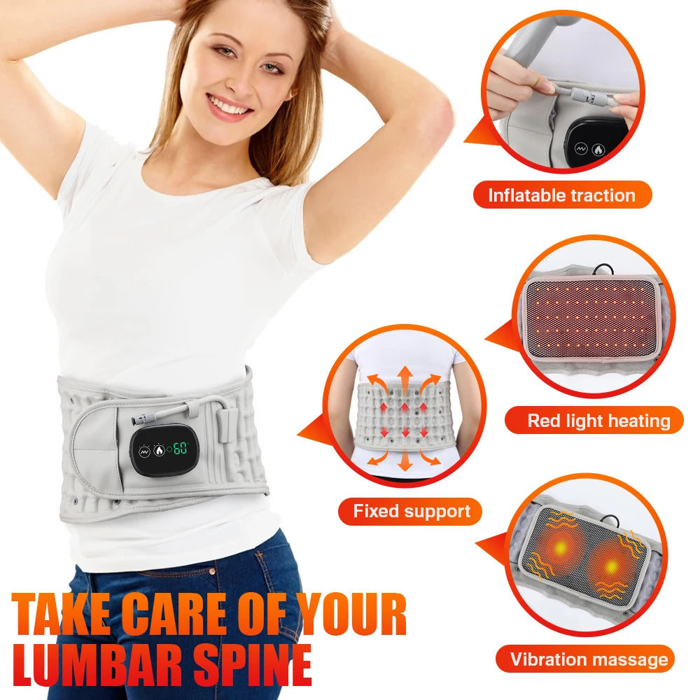 Hailicare Inflatable Heating Vibration Massage Belt For Waist And Back