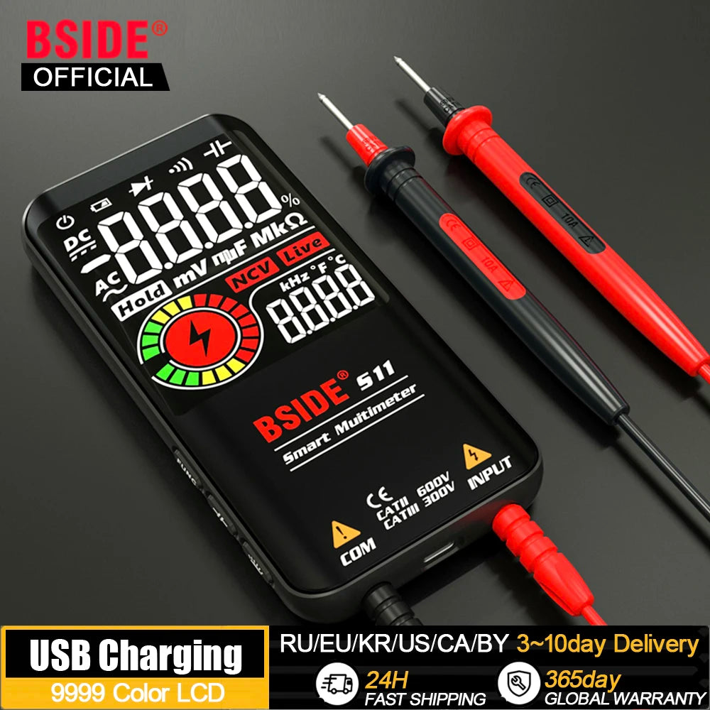 BSIDE Smart Digital Multimeter EMF DC AC Voltage Ohm Diode Capacitor