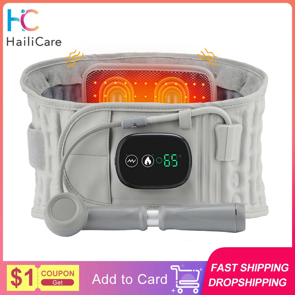 Hailicare Inflatable Heating Vibration Massage Belt For Waist And Back